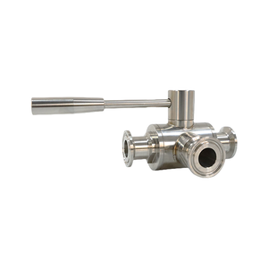 Aseptic Stainless Steel Tri-Clamp 3-Way Ball Controll Valve with Manual Steel Lever 