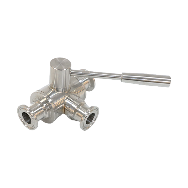 Aseptic Stainless Steel Tri-Clamp 3-Way Ball Controll Valve with Manual Steel Lever 