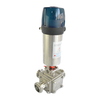 Sanitary Stainless Steel Pneumatic Male Threaded Vertical 3-Way Ball Valve with C-Top Controller