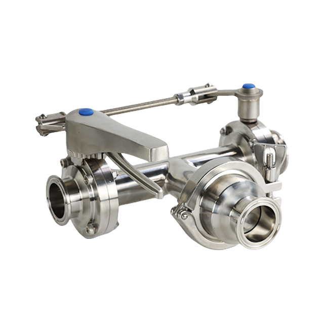 Stainless Steel Clamped Tee Type Three-Way Combination Ball Valve with Press Release Handle