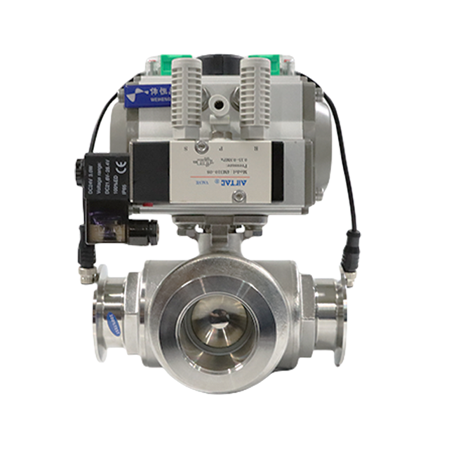 Sanitary Stainless Steel Pneumatic 3-Way Clamped Ball Valve with Intelligent Positioner
