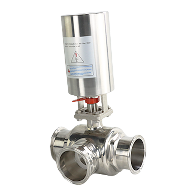 Sanitary Stainless Steel Pneumatic 3-Way Clamp End Ball Valve