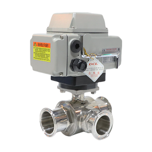 Sanitary Stainless Steel Motorized Electric Actuated Three Way Ball Valve with Clamp Connections
