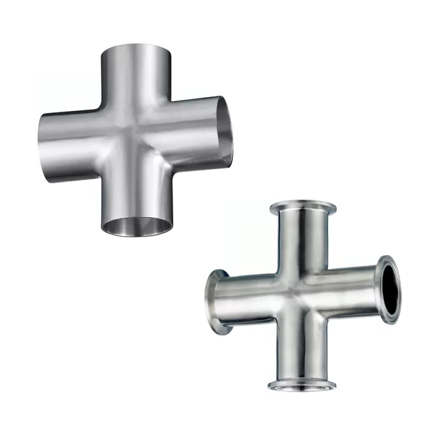 Stainless Steel Hygienic Polishing BPE JN-FT-20 7016 ISO1127 Clamped Cross with Tri Clamp Ends