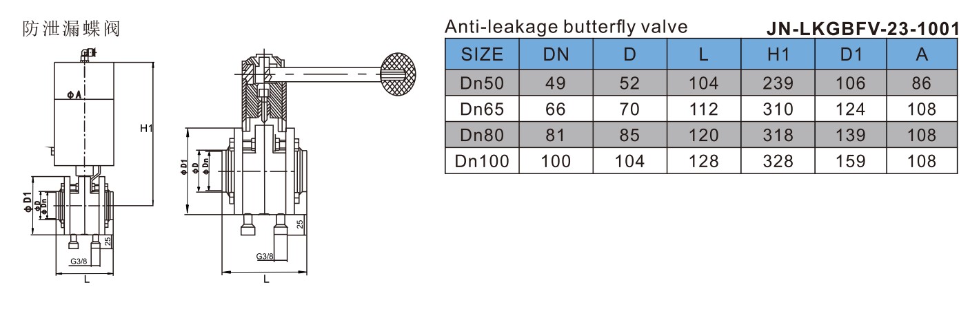 The dimension of butterfly valve The dimension of butterfly valve
