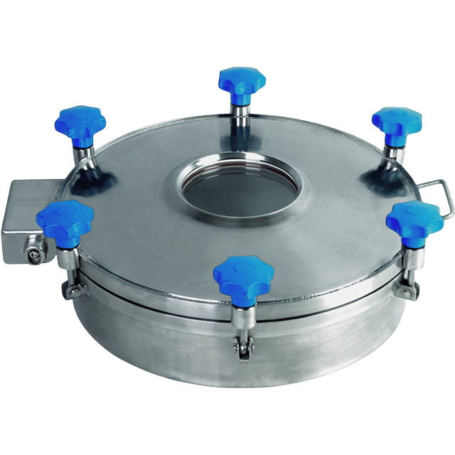 Stainless Steel Hygienic Sanitary Circular Pressure Glass Manhole for Mirror Polish
