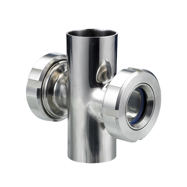 Stainless Steel Cross Type weld-in sight glass with High Pressure Double Window 