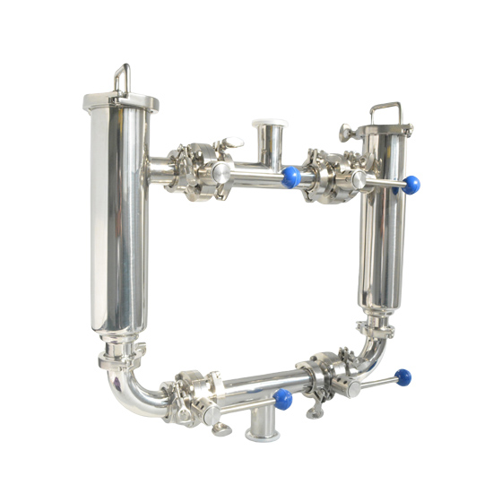 Stainless Steel Food Grade Quick Open Type Double Barrel Filter with Tri Clamp Fittings