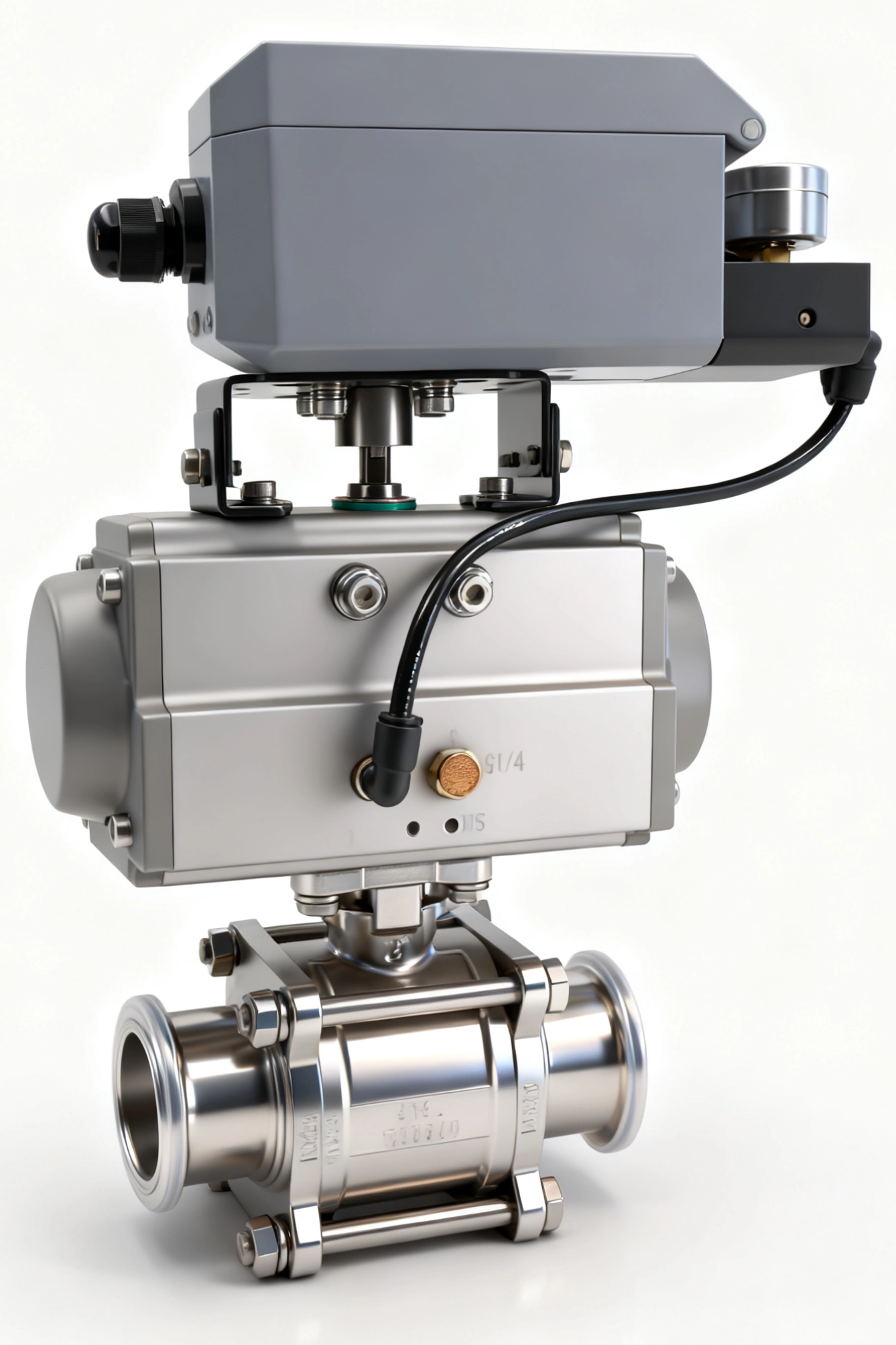 Stainless steel sanitary positioner pneumatic regulating ball valve