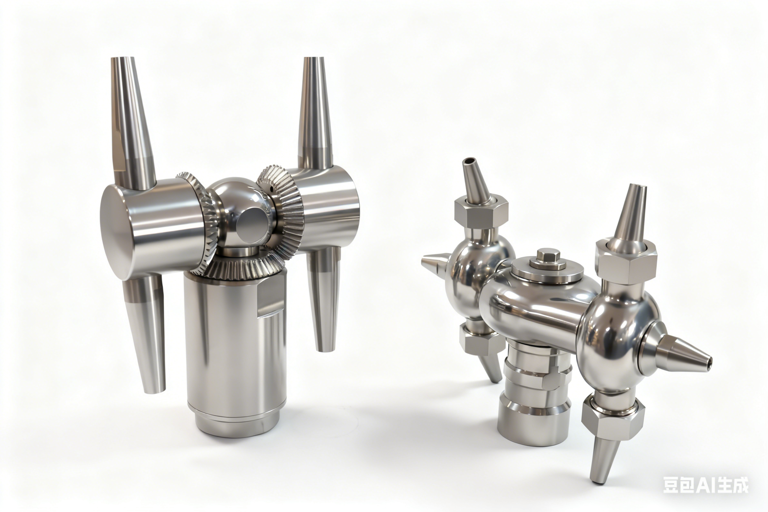 Stainless steel tank with rotating horn-shaped cleaning ball