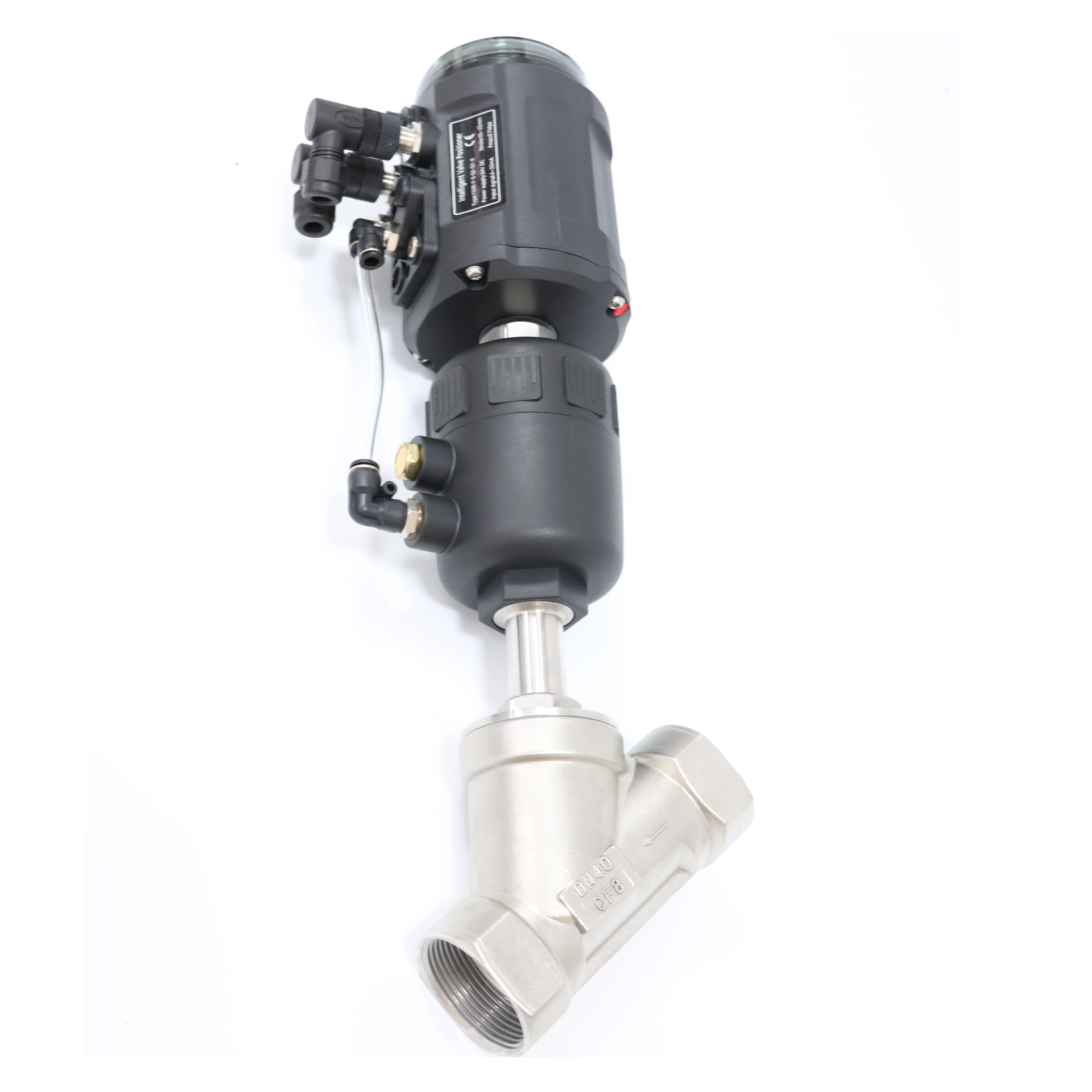 Stainless Steel Sanitary Pneumatic Plastic Head Intelligent Positioning Angle Seat Valve