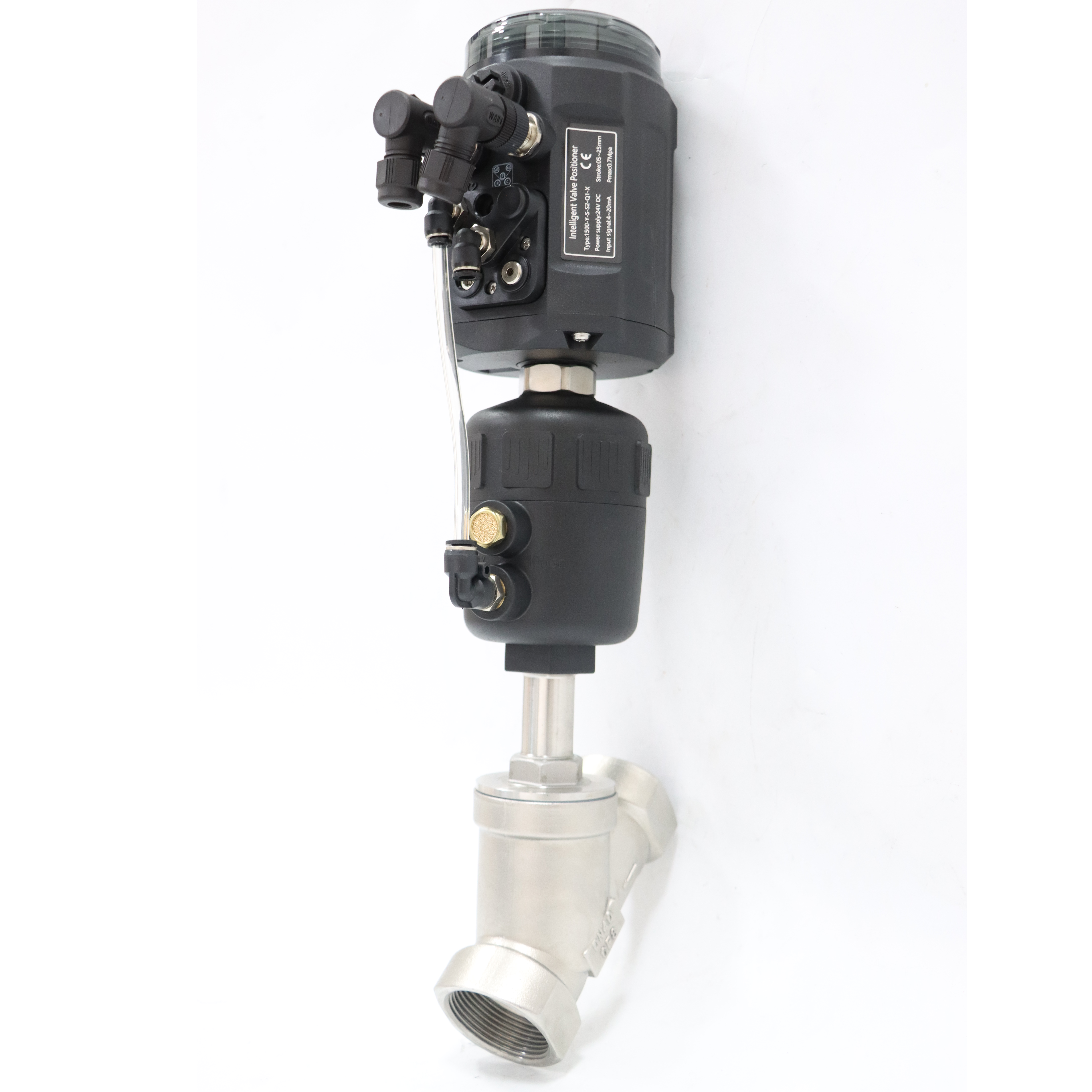 Stainless Steel Sanitary Pneumatic Plastic Head Intelligent Positioning Angle Seat Valve