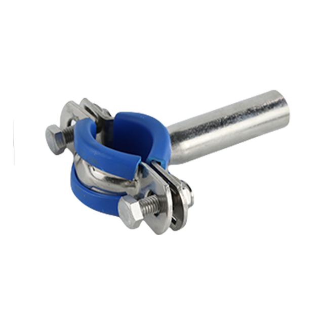 Adjustable Stainless Steel Fixed Pipe Bracket Pipe Clamp with Blue Rubber Cushion