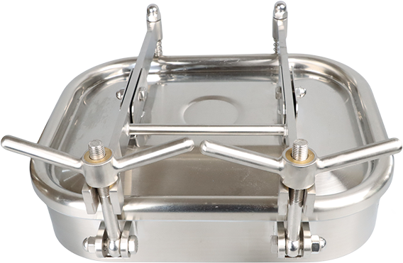 DN150 Stainless Steel Food Grade Rectengular Outward Side Tank Hatch with Double Arm