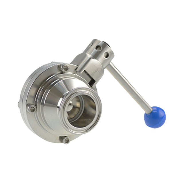 Sanitary Stainless Steel Food Grade Male Threaded Butterfly Valve with Manual Hand Lever