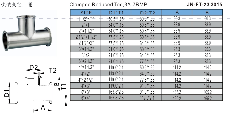 reduced clamp tee