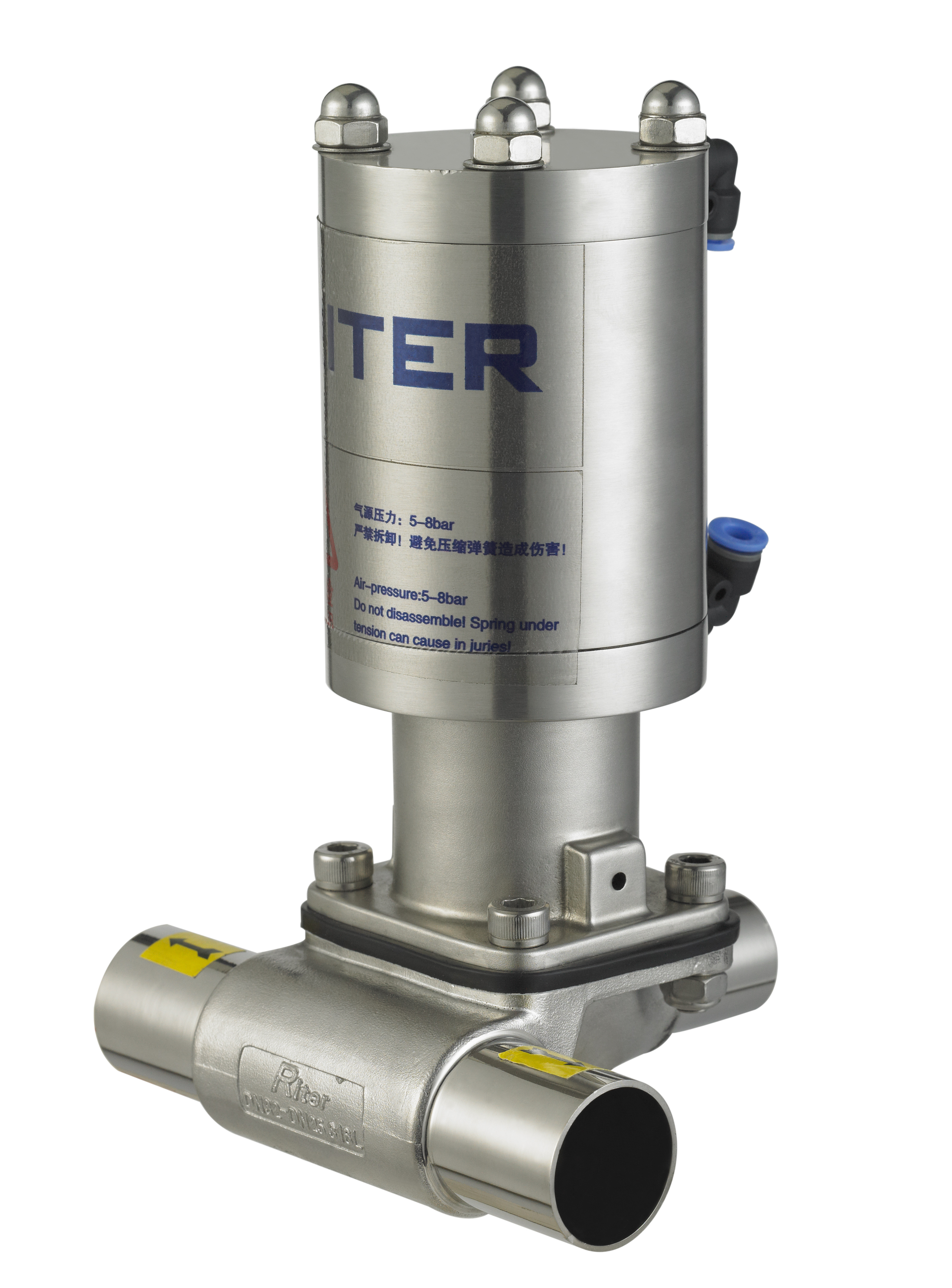 316L Sanitary Grade Three-Way Welded Manual Diaphragm Valve