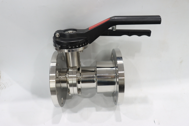 Sanitary stainless steel flange integrated butterfly valve