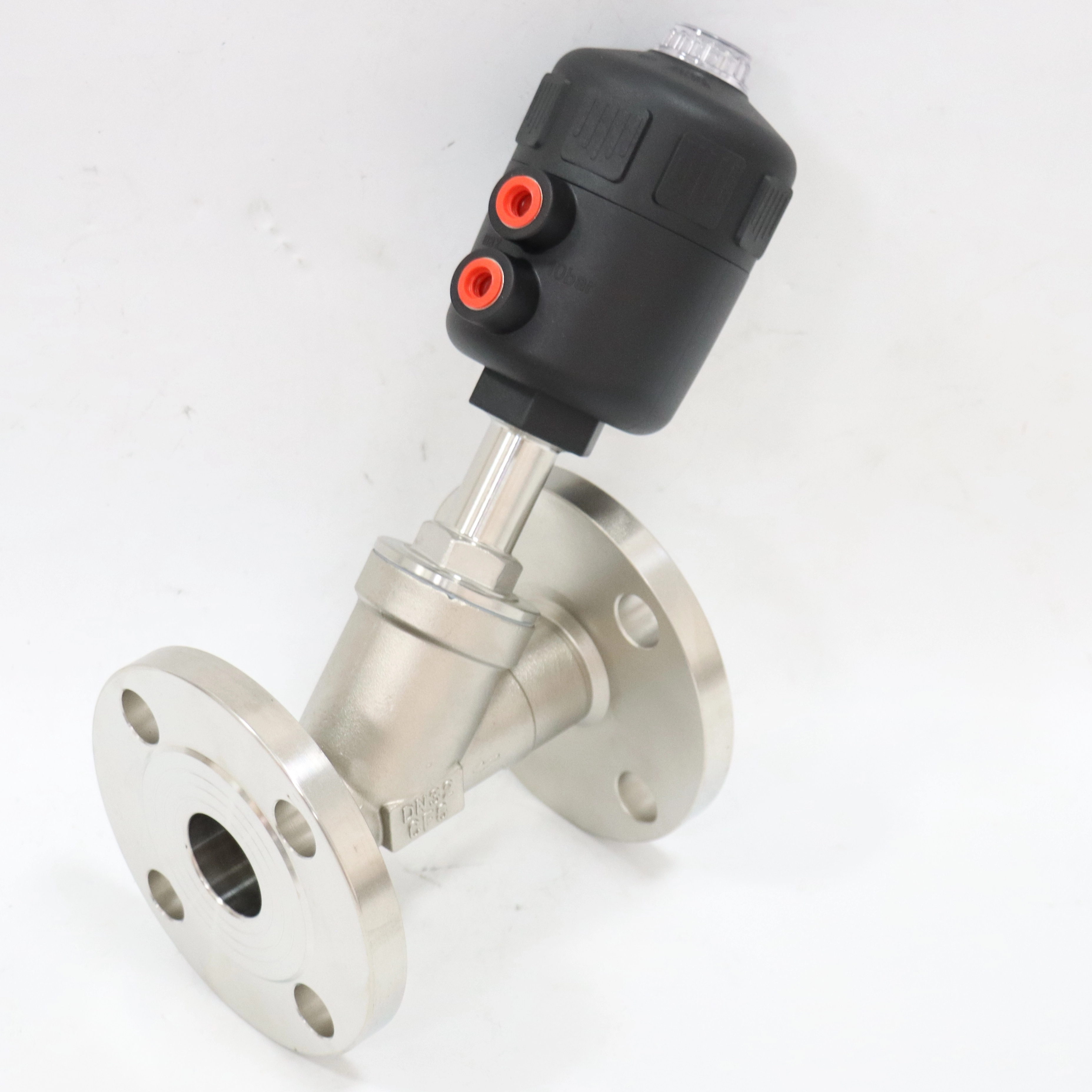 Stainless Steel Corrosion Resistant Flange Steam Plastic Head Pneumatic Angle Seat Valve 