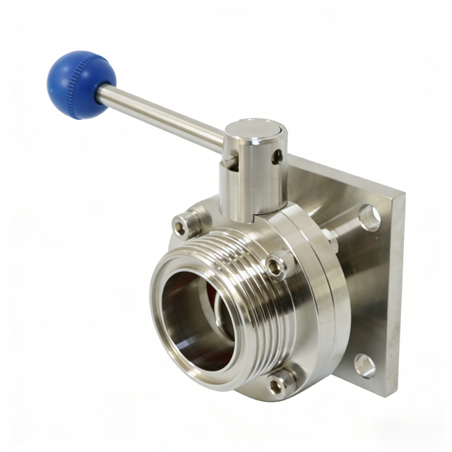 Stainless steel manual gearbox Keystone transformer milk flange threaded butterfly valve