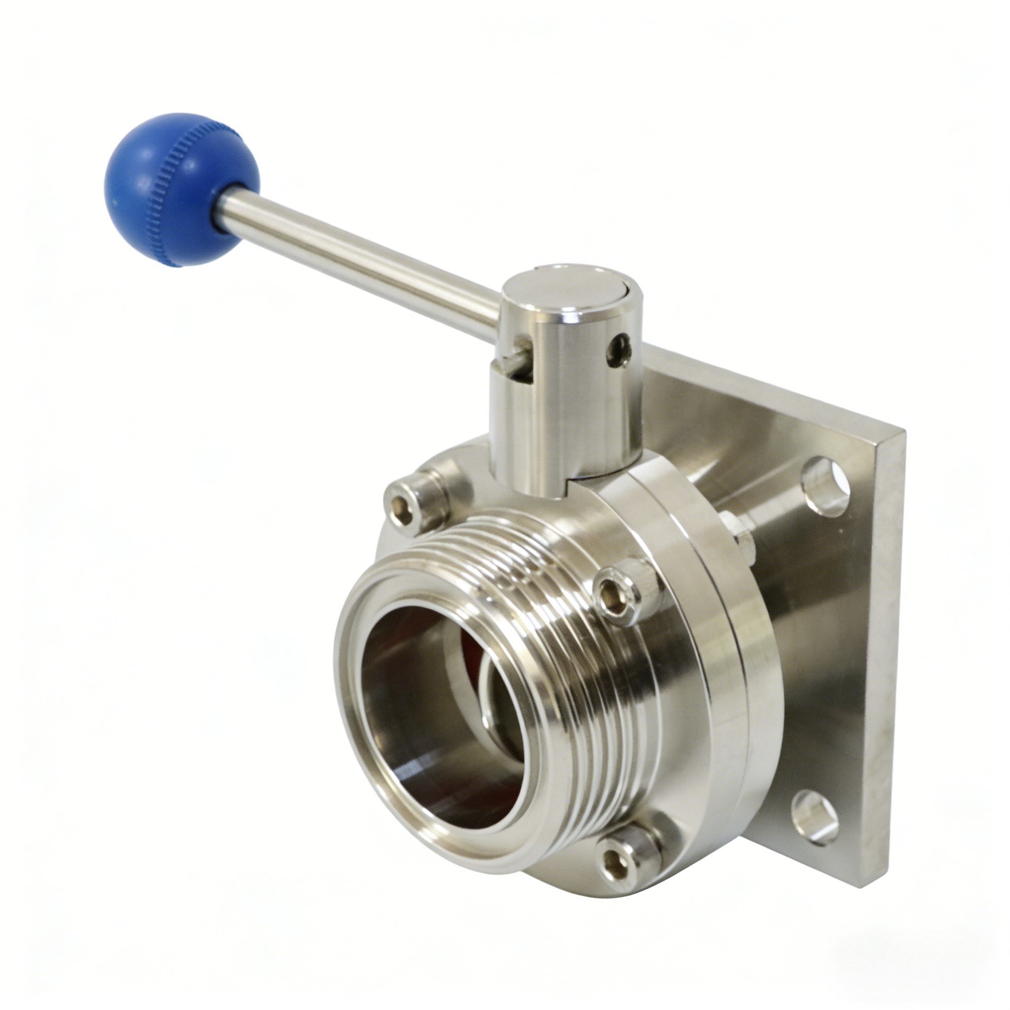 Stainless steel manual gearbox Keystone transformer milk flange threaded butterfly valve