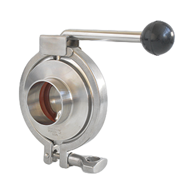 Sanitary Stainless Steel Butt-Weld Manual Butterfly Valve with Pull Lever