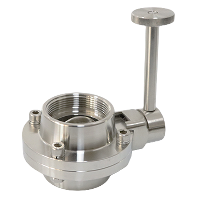 Sanitary Stainless Steel Female Threaded Butterfly Valve with Steel Rotating Handle