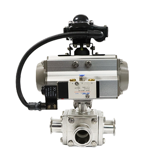 Sanitary Stainless Steel Pneumatic Actuator Tri Clamp Ball Valve with Solenoid Valve and Limit Switch