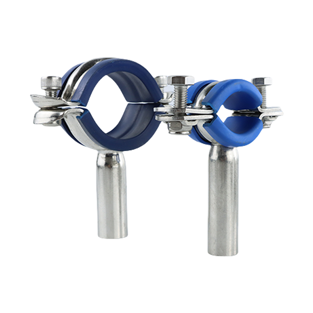 Adjustable Stainless Steel Fixed Pipe Bracket Pipe Clamp with Blue Rubber Cushion