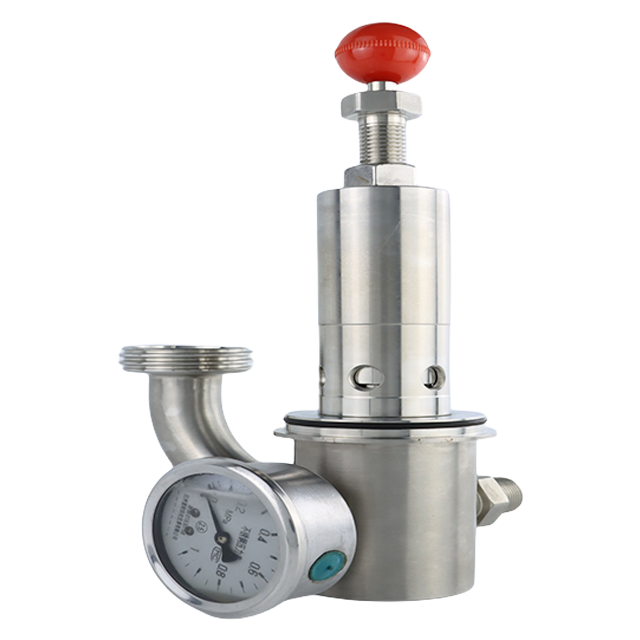 Stainless Steel Sanitary Elbow Pressure Gauge Type Air Relief Safety Valve