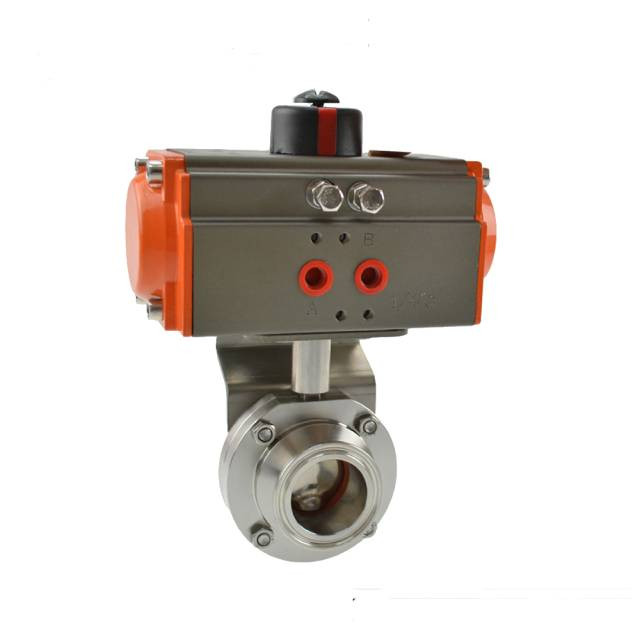 Stainless Steel Pneumatic Sanitary Butterfly Valve with Aluminium Actuator