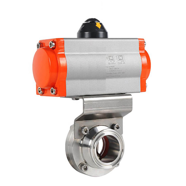 Stainless Steel Sanitary Vertical Air Actuated Butterfly Valve for Food