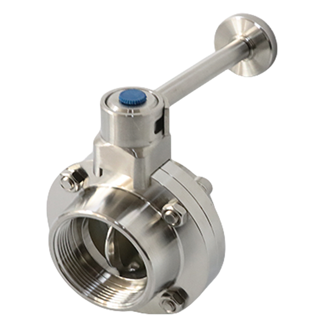 Sanitary Stainless Steel Female Threaded Butterfly Valve with Steel Rotating Handle