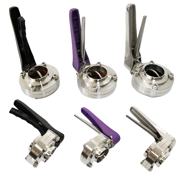  Sanitary Stainless Steel Tri-Clamp Butterfly Valve with Muti-position/Fractional Handle
