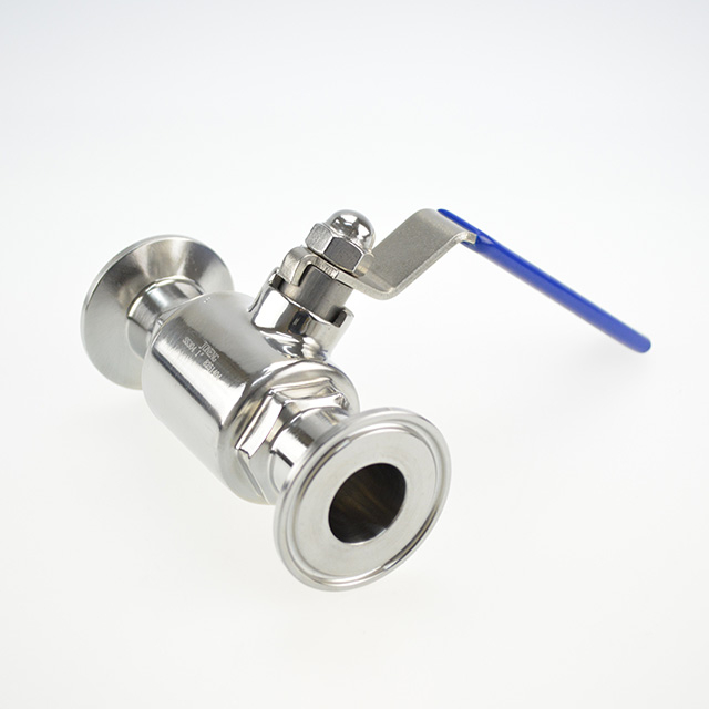 Sanitary clamped two way ball valve