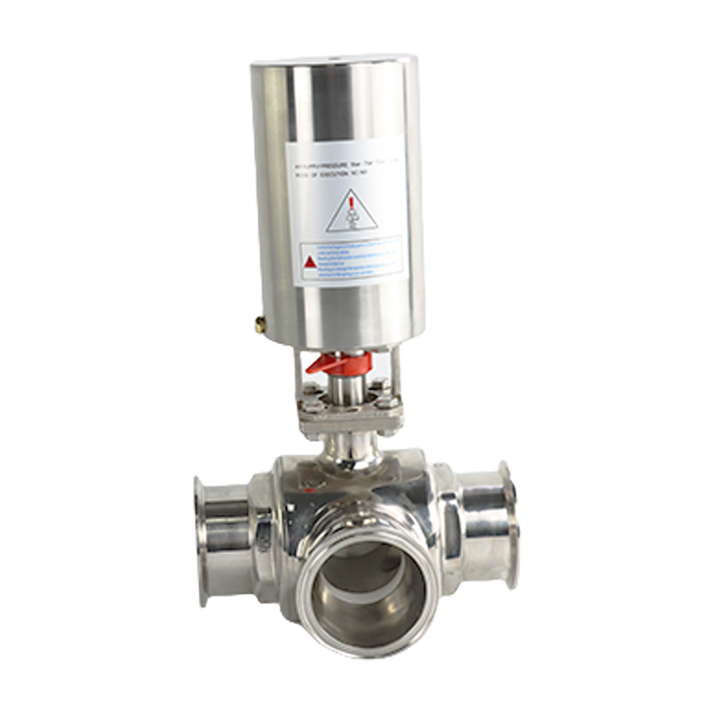 Sanitary Stainless Steel Pneumatic 3-Way Clamp End Ball Valve