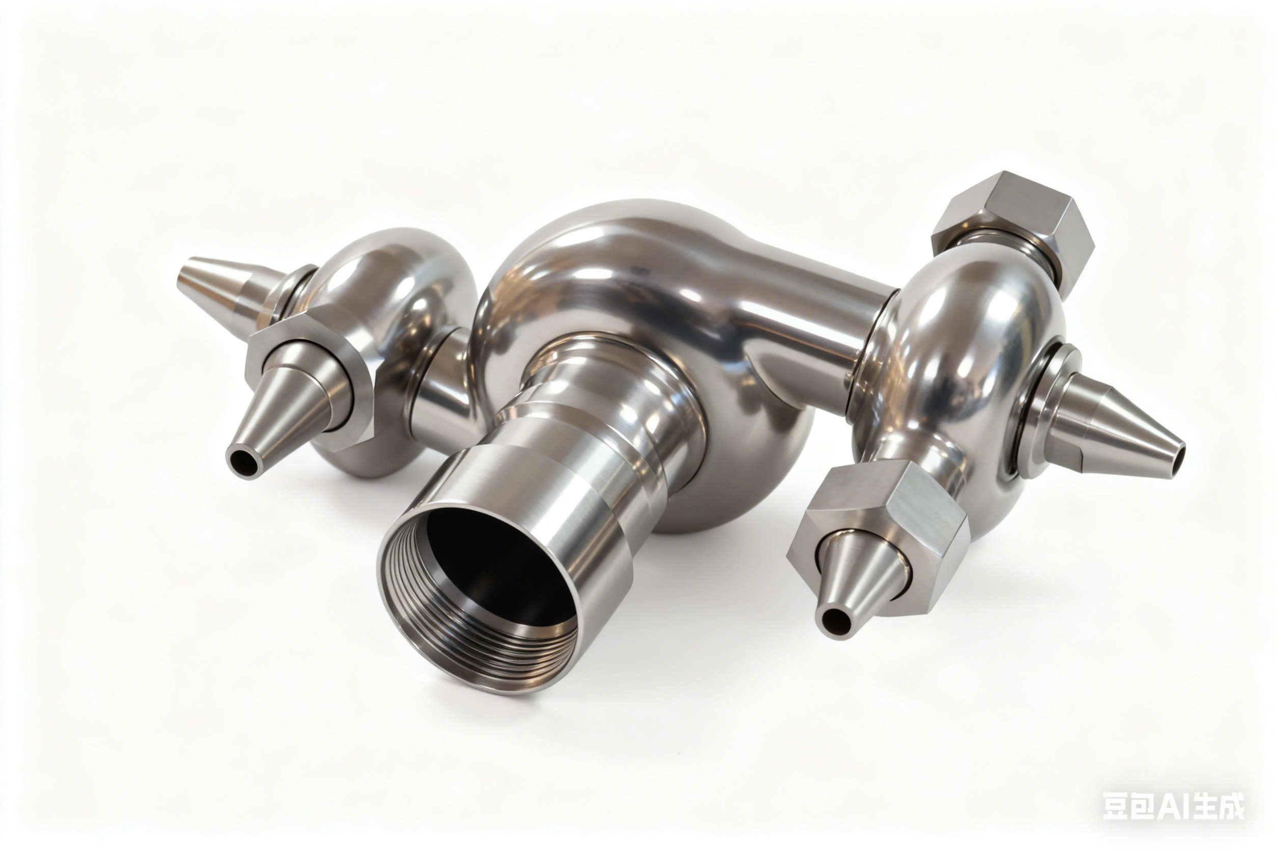 Stainless steel tank with rotating horn-shaped cleaning ball