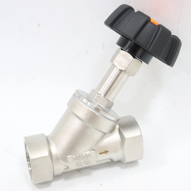 Sanitary Stainless Steel High-temperature Resistant Plastic Head Manual Threaded Angle Seat Valve