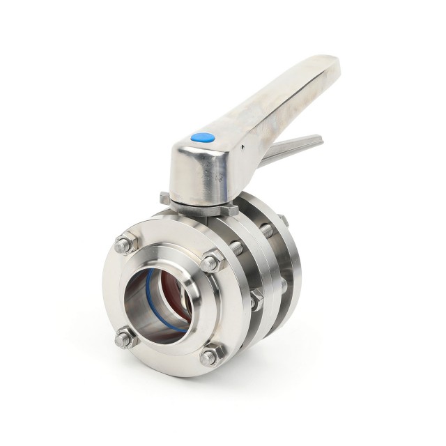 Sanitary Stainless Steel Three-piece Butterfly Valve for Food