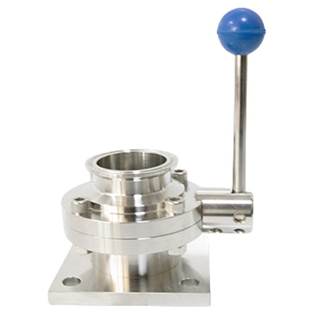 Flange-Clamped Sanitary Stainless Steel Manual Lever Butterfly Valve