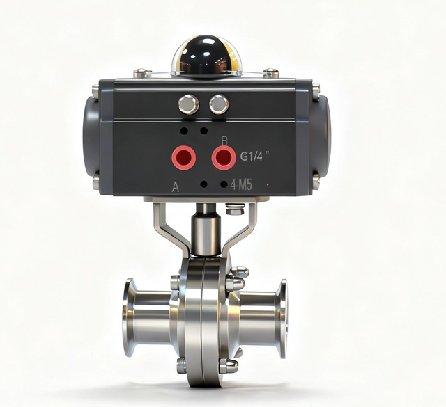 Stainless Steel Sanitary Weld Pneumatic Actuated Switch Butterfly Valve