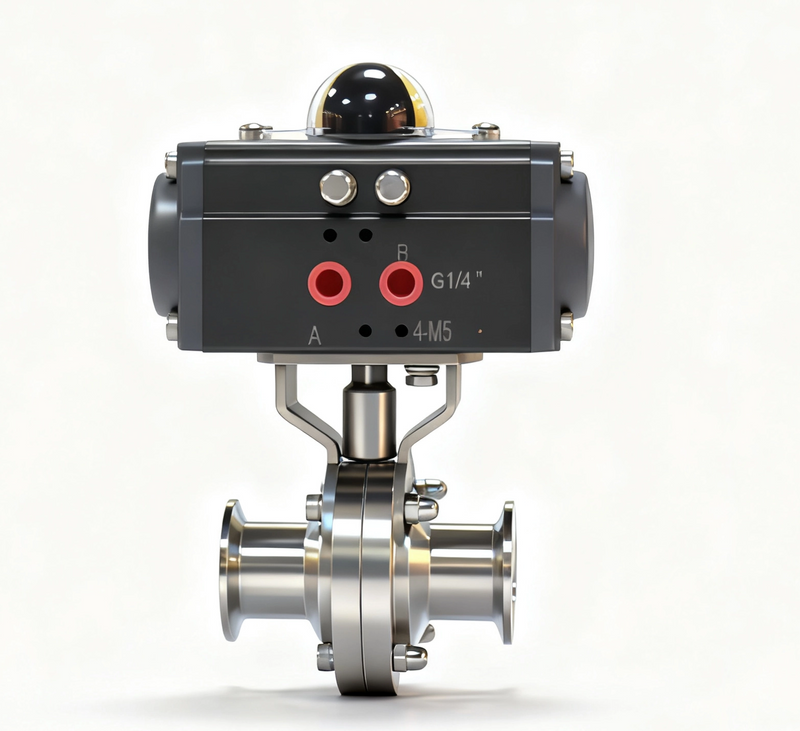 Stainless Steel Sanitary Weld Pneumatic Actuated Switch Butterfly Valve
