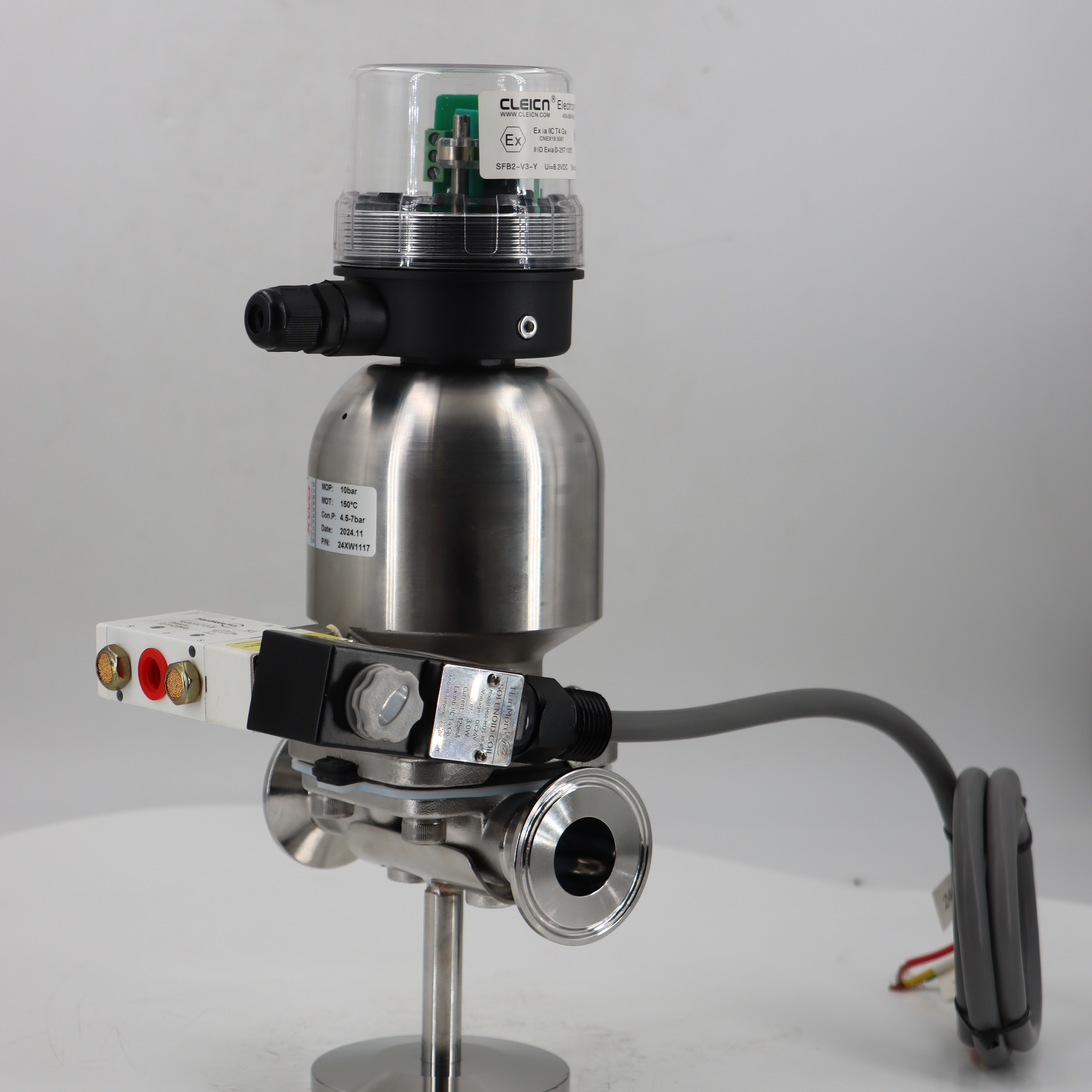 Stainless steel sanitary ptfe lined rubber pneumatic diaphragm valve