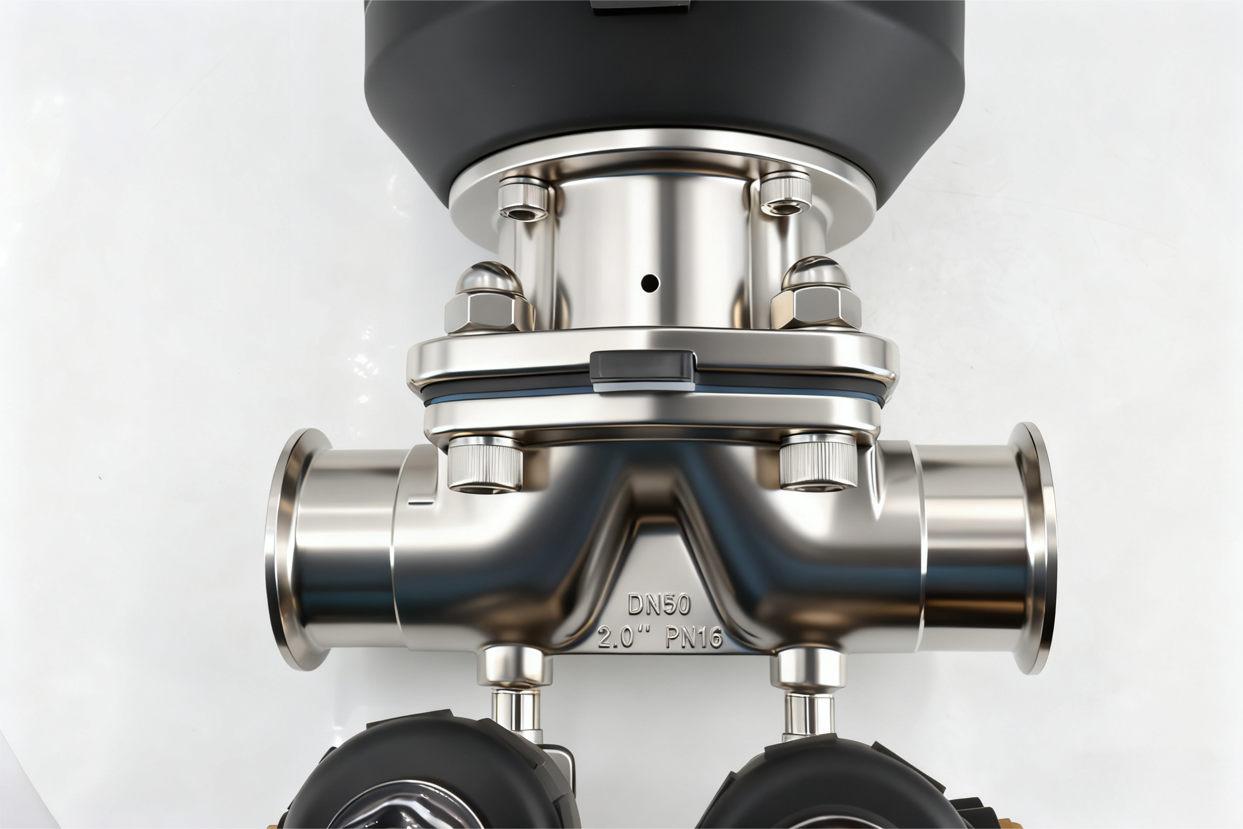 Stainless steel sanitary plastic head pneumatic quick-install diaphragm valve