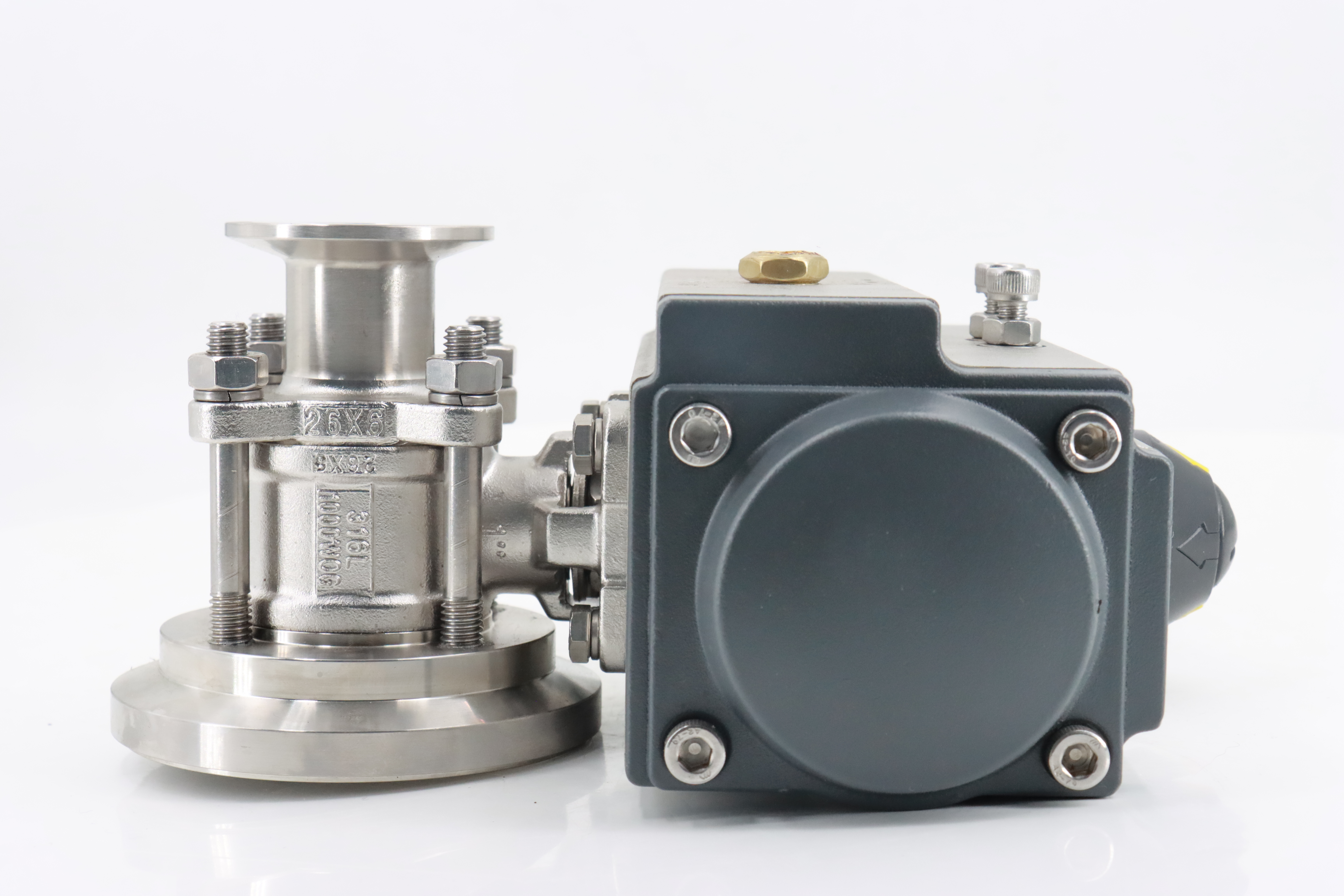 Sanitary stainless steel three-piece pneumatic ball valve