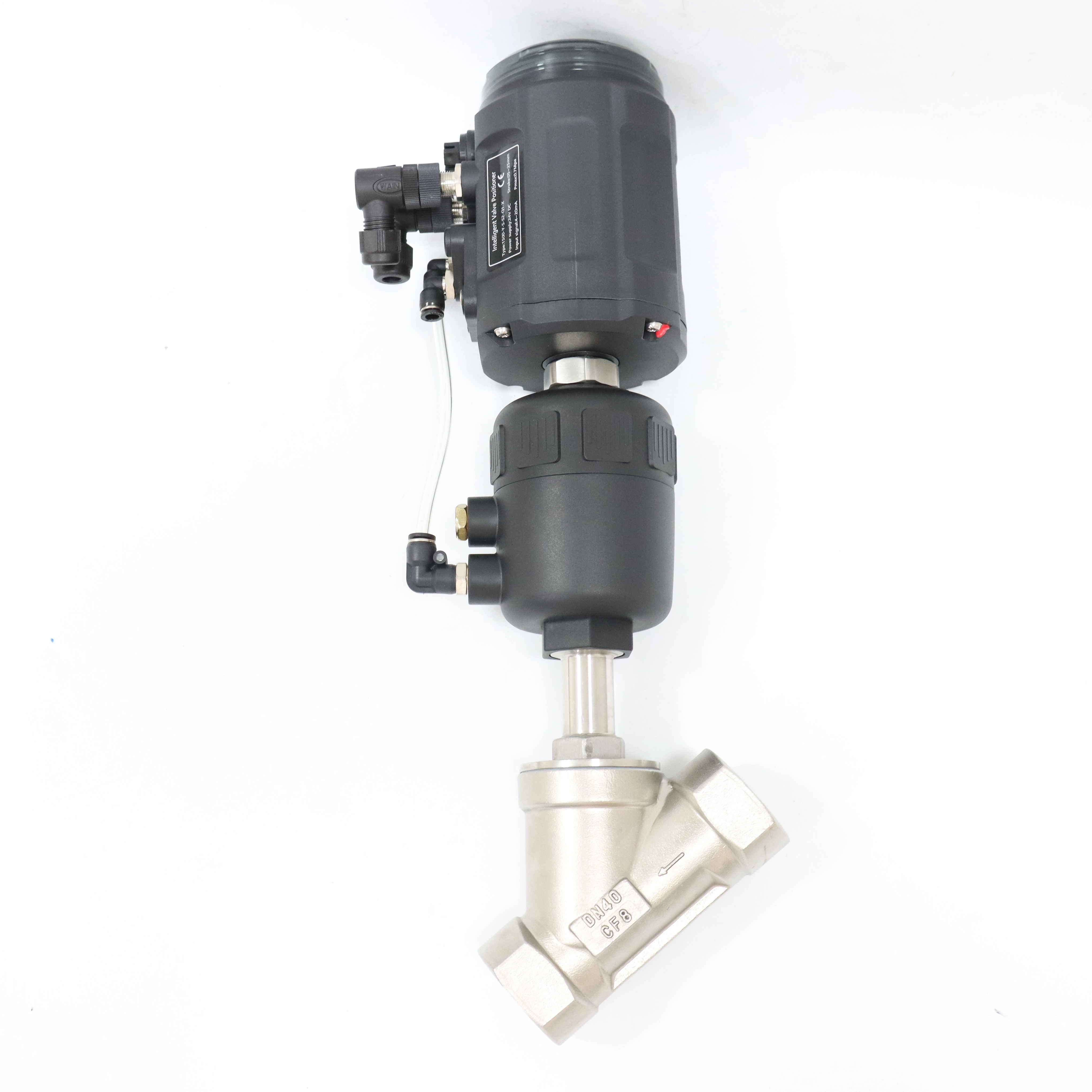 Stainless Steel Sanitary Pneumatic Plastic Head Intelligent Positioning Angle Seat Valve