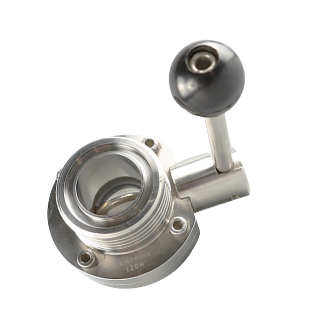 Stainless Steel Sanitary Male Thread Lever Controlled Butterfly Valve