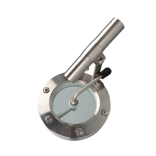 High Pressure Sanitary Stainless Steel Bolt On Union Sight Glass with Movable Light & Wiper