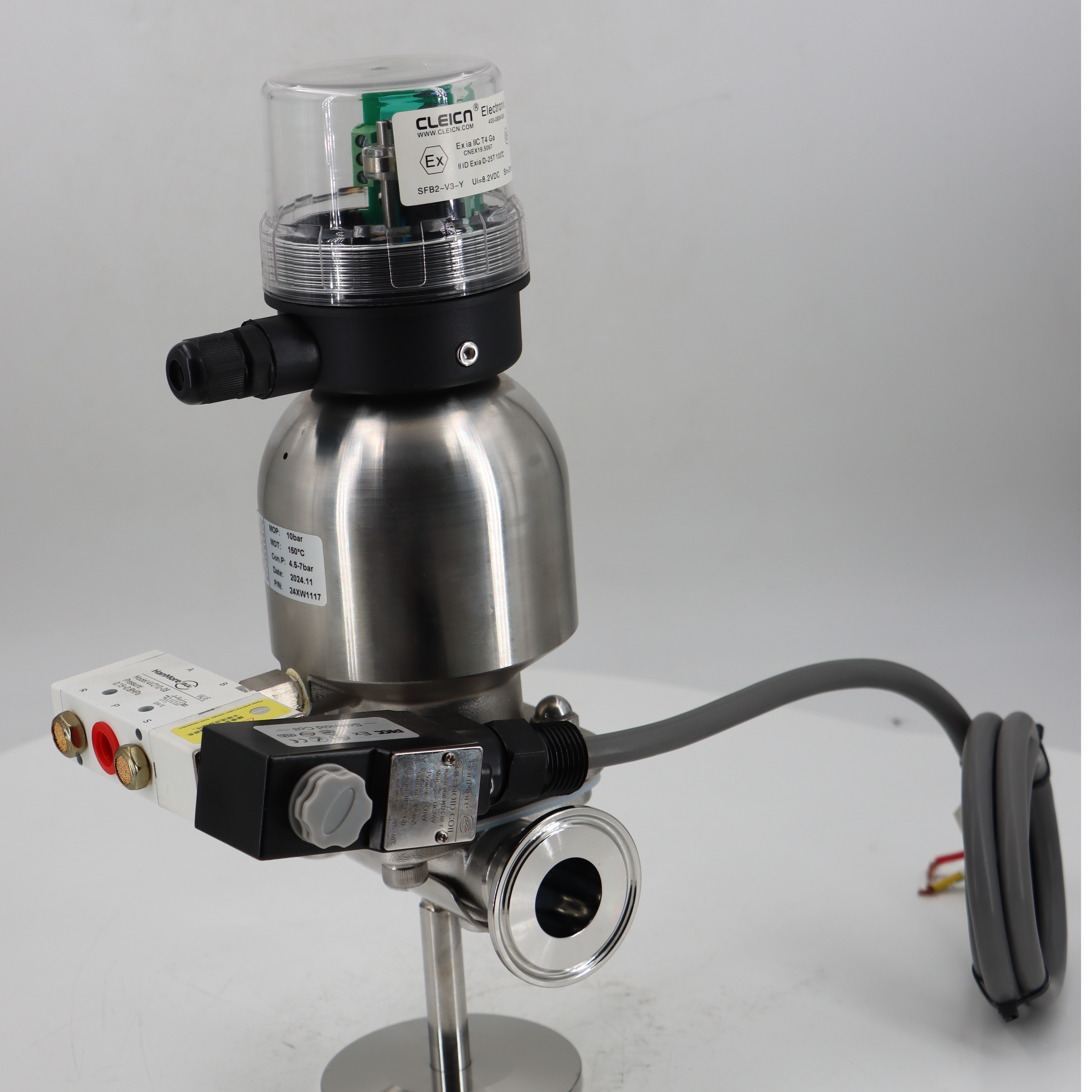 Stainless steel sanitary ptfe lined rubber pneumatic diaphragm valve