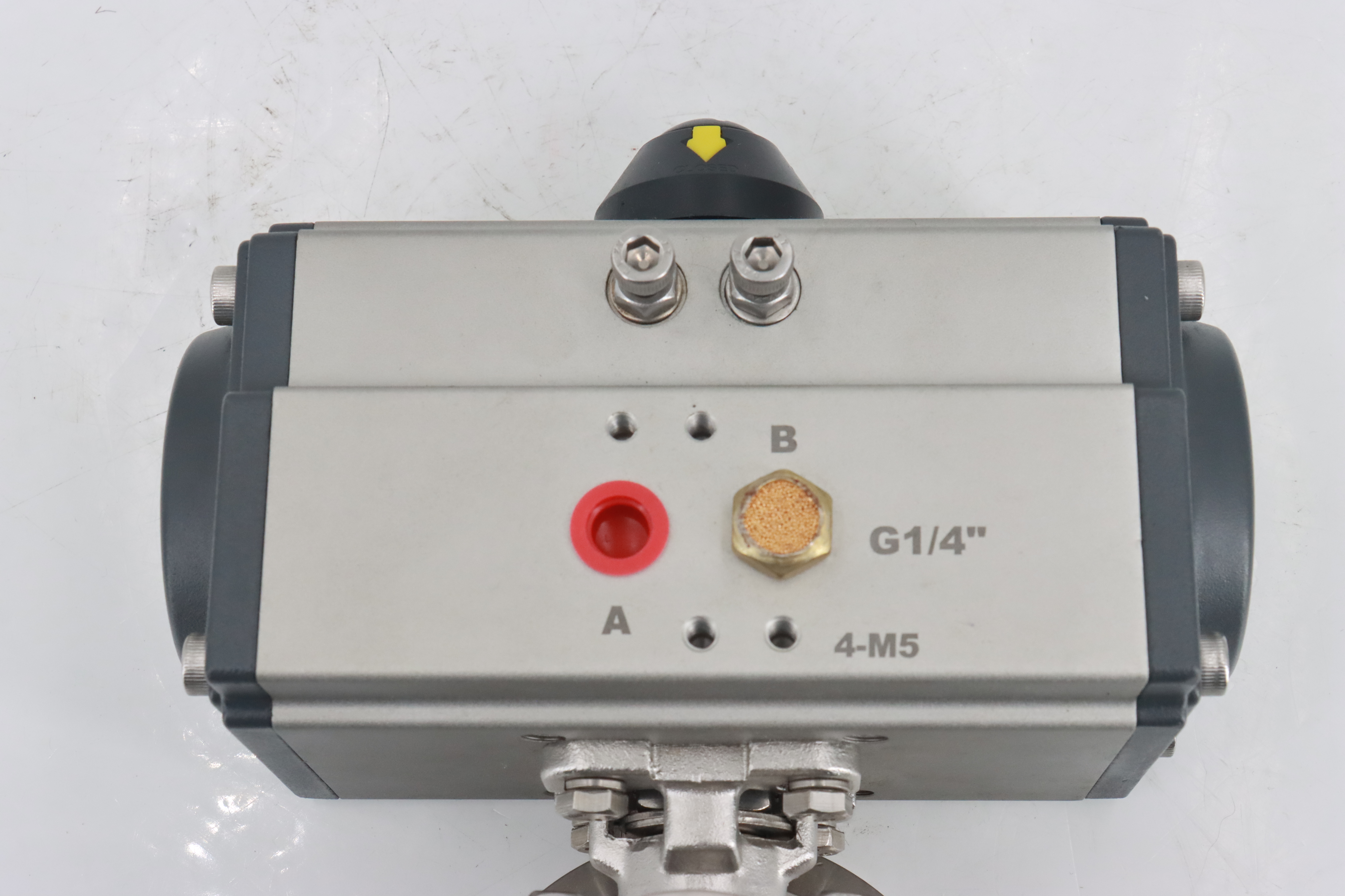 Sanitary stainless steel three-piece pneumatic ball valve